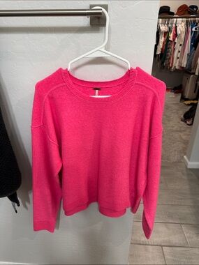 Free People Bright Pink Crewneck Sweater xsmall